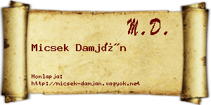 Micsek Damján névjegykártya